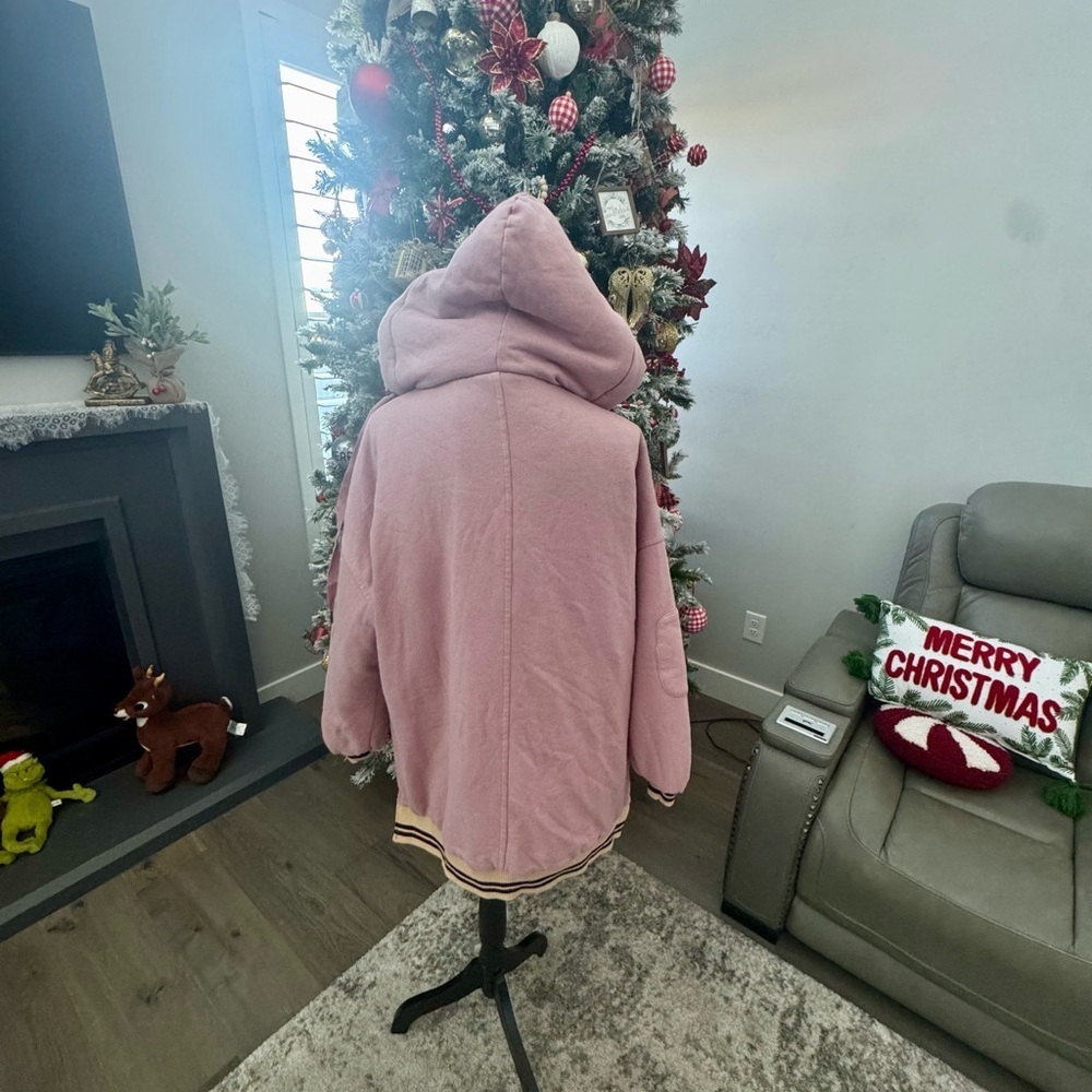 Böhme Blush Pink Hooded Quilted Jacket XS/S Oversized Cozy Boho Coat - Picture 7 of 10
